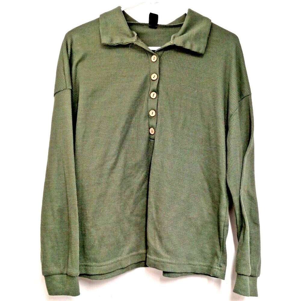 SHEIN Sweater Medium Designer 90s Crewneck Classic Forest Green